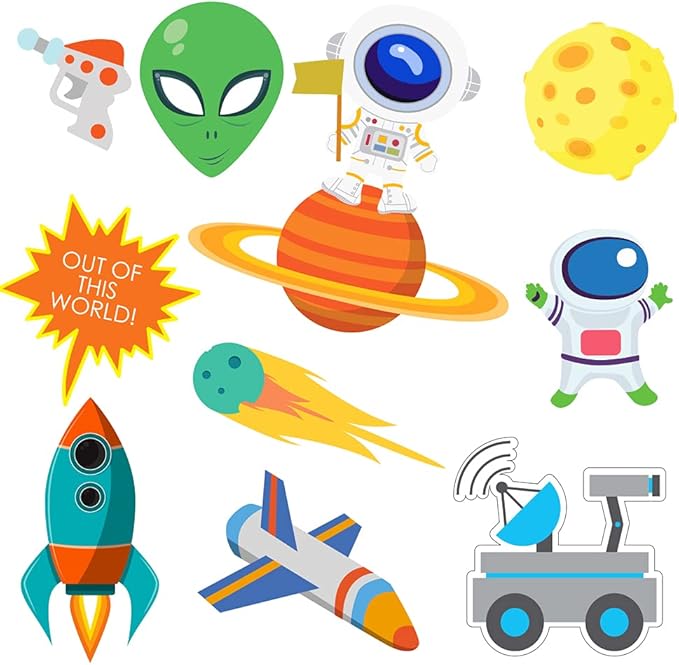 Outer Space Photo Booth Props, 41pcs Outer Space Party Decorations, Tvorvik Alien Photo Booth Props, Astronaut Birthday Decorations, Suit for Alien Birthday, Astronomy Astronaut Themed Party