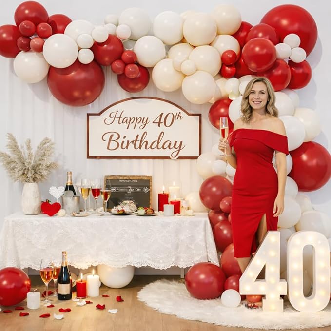 That's Amore Balloon Arch Garland Kit for Valentine’s Day Bridal Shower Bachelorette Engagement Ciao Baby Baby Shower Italian Wedding Party Decoration (Red)