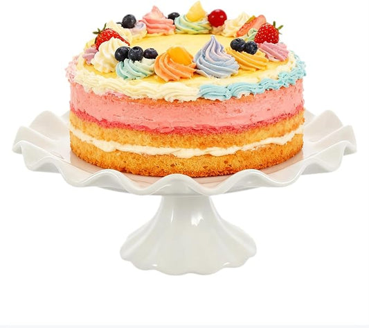 Ciieeo Porcelain Cake Stand Round Dessert Stand White Ceramic Pedestal Bowl Fruit Display Holder for Wedding Birthday Parties 7.5 Inches