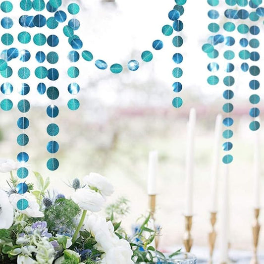 Cheerland Teal Blue Garland Hanging Party Decorations Baby Shower Banner Backdrop Wedding Decor Metallic Dot Streamer Party Birthday Decor Teal Wedding Reception Decorations Under The Sea Theme