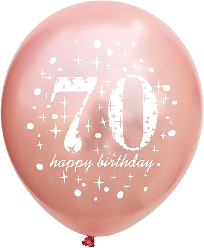 SHUNTAI 70th Birthday Balloons for Women Rose Gold 70th Birthday Decorations Her Happy Birthday Latex Confetti Balloon 70 Year Old Anniversary Theme Party Decor Supplies 15 Pack 12 Inch