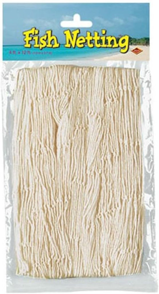 Beistle Natural White Decorative Fish Netting, Beach Party Supplies for Ocean, Under-The-Sea or Pirate Themed Parties, Hawaiian Luau’s, Summer Parties, 4’ x 12’