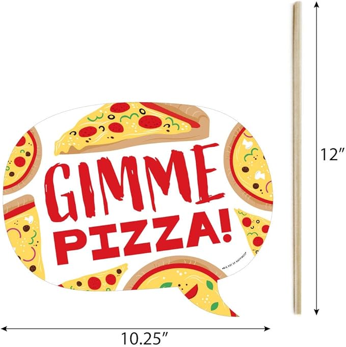 Big Dot of Happiness Funny Pizza Party Time - Baby Shower or Birthday Photo Booth Kit - 10 Piece