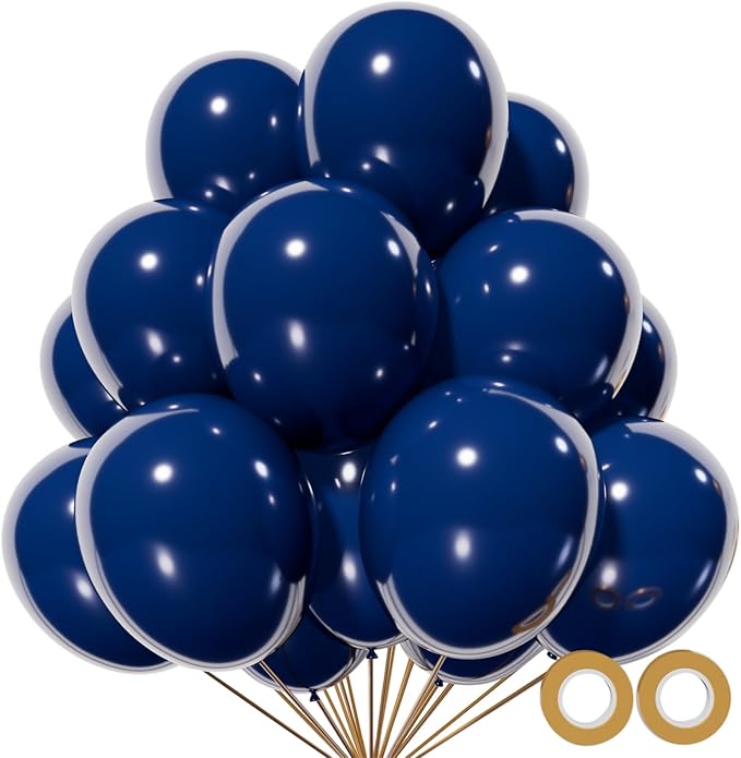 110pcs Navy Blue Balloon 12 Inch, Navy Blue Latex Balloon for Birthday Party Baby Shower Wedding(with 2 Ribbons).
