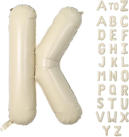 Biapian 40 Inch Giant Cream K Foil Balloons - Big Single Alphabet A-Z - Beige Large Aluminum K Balloons - Helium - Perfect for Birthday, Baby Shower, Wedding, Anniversary Party Decoration