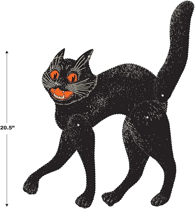 Beistle 2 Piece 20.5" Vintage Halloween Jointed Black Scratch Cats For Spooky Party Supplies, Made In USA Since 1900