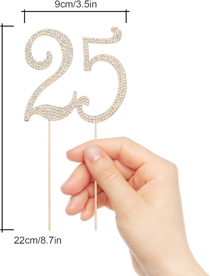 Bling Crystal Sweet 25 Birthday Cake Topper - Best Keepsake | 25th Party Decorations Gold