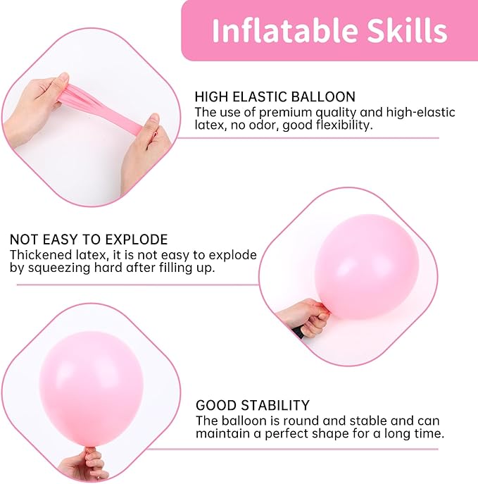 RUBFAC Pink Balloon Arch Kit, Pink Graduation Decorations 2026, Star Latex Balloons for Mother’s Day Girl Birthday Baby Shower Princess Wedding Party Decorations, 140pcs
