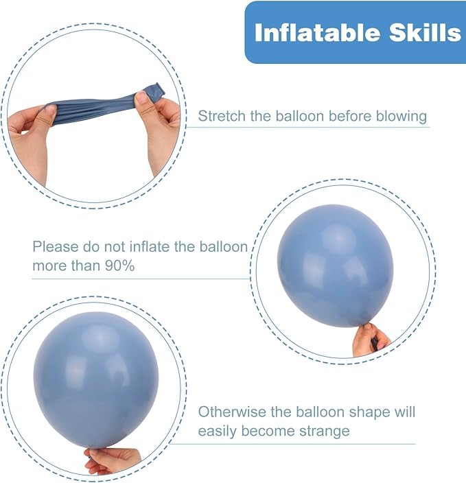 RUBFAC Dusty Blue Balloons 129pcs Different Sizes Pack of 18 12 10 5 Inch, Latex Boho Neutral Blue Balloon Garland Arch Kit for Wedding Engagements Anniversary Baby Shower Birthday Party Decorations