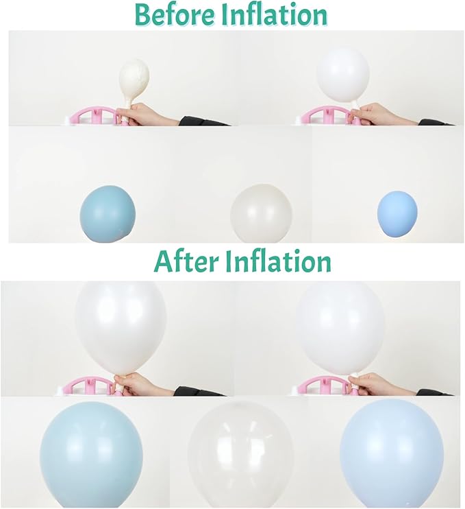 Light Blue Balloons Set, 60PCS Double Stuffed Pearl White Balloons, 12 Inch Dusty Haze Dusty Blue White Transparent Balloon Helium for Boys Birthday Wedding Baby Shower Gender Reveal Party Decoration