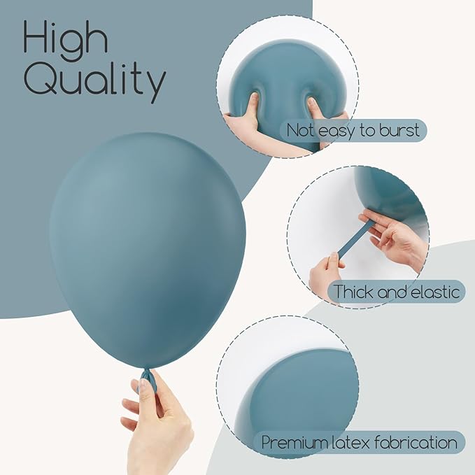 Awenztech 110pcs Slate Blue Balloons, 18 12 10 5 inch Dusty Blue Balloons Different Sizes Balloon Garland for Baby Shower Wedding Birthday Party Decorations