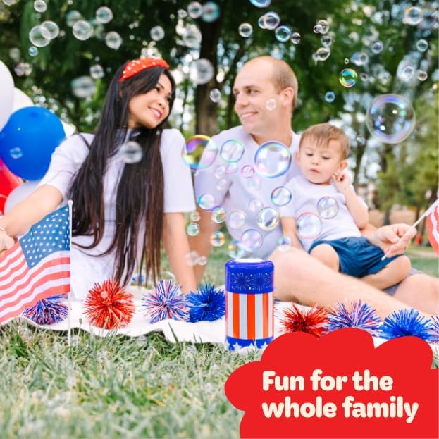 Move2Play Bubble Blower | Bubble Machine | Bubble Toy for Toddlers, Boys and Girls | Indoor & Outdoor | Birthday Party | Summer Fun | Gift for Girls 1, 2, 3, 4+ Years Old (4th of July)