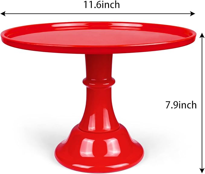 Round Cake Stand 11" Melamine Cake Display Stand Dessert Cupcake Display Tray for Graduation,Wedding,Birthday,Party,Baby Shower,Anniversary,Ceremony,Christmas (Red