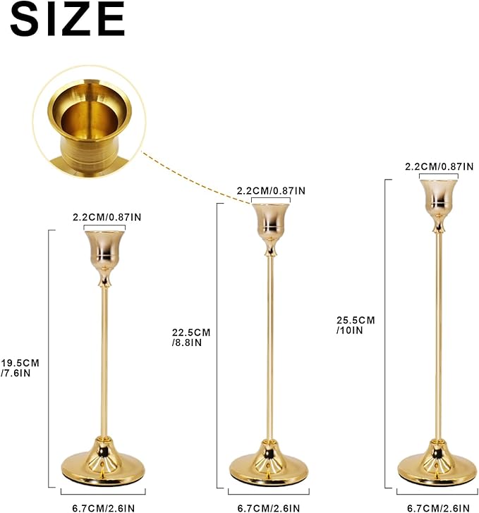 Candlestick Holders 9PCS, Metal Taper Candle Holder, Gold Vintage Candle Holders for Pillar Candles, Table Mantel Wedding Festive Decor Party Party Decor Christmas Decorations