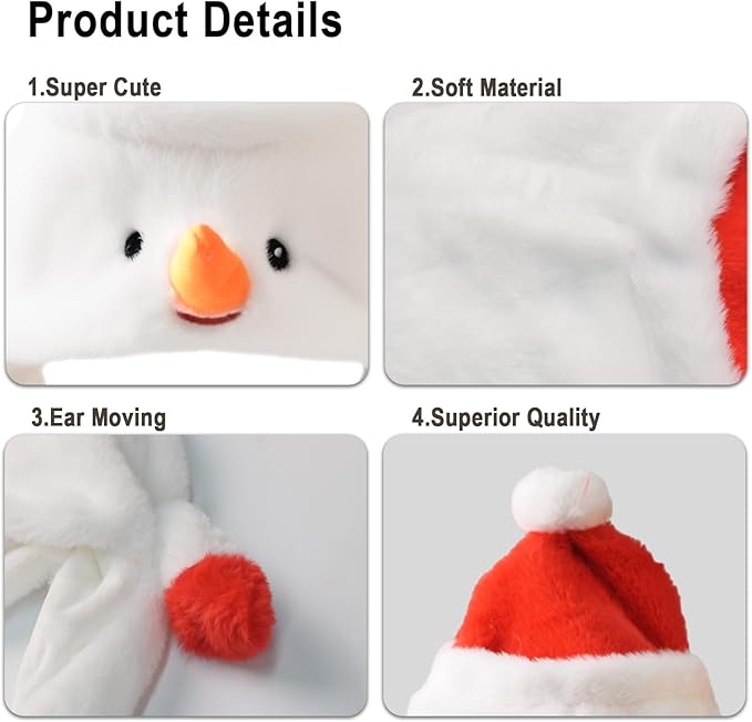 Animal Hat with Funny Plush Moving Ears,Crazy Hats for Kids Holiday Cosplay Easter Dress Up Cute Hat Kids Gift
