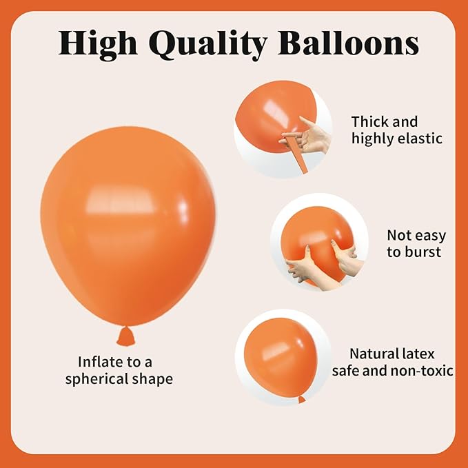 Black and Orange Balloons Kit, 65 12Inch Orange and Black Latex Balloons Halloween Confetti Balloon for Birthday Wedding Halloween Party Decorations