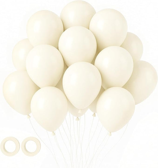 Voircoloria 105pcs Ivory Balloons 12inch Party Latex Balloons for Boys Girls Birthday Baby Shower Gender Reveal Wedding Sunflower Party Decorations