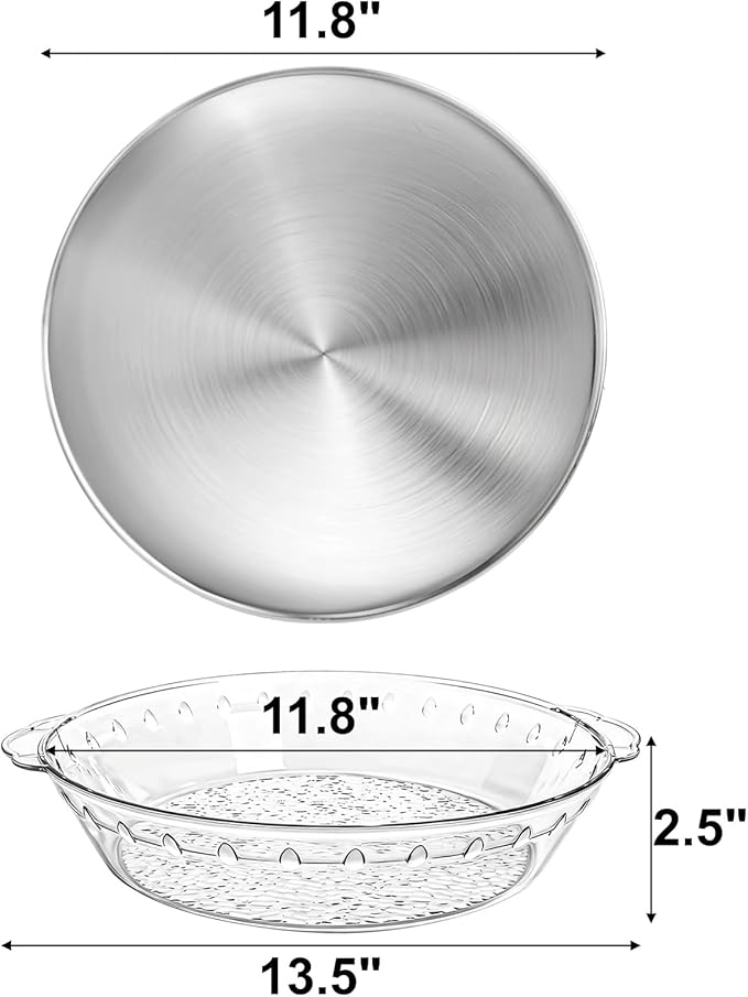 DEAYOU 3 Set 11.8" Chilled Serving Tray for Parties, Round Shrimp Cocktail Serving Dish with Ice Compartment, Ice Serving Bowl Cold Platter for Appetizer, Fruit, Veggie, Salad, Buffet, Keep Food Cold