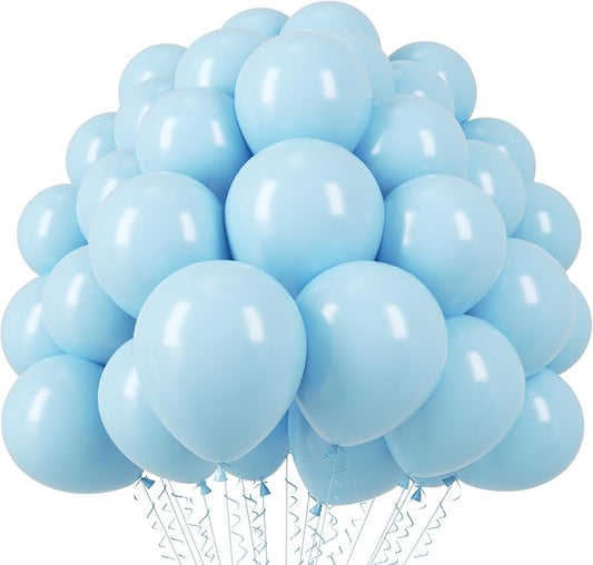 Voircoloria 110pcs Light Blue Balloons 12inch Baby Blue Latex Party Balloons for Boys Girls Birthday Party, Baby Shower, Wedding, Gender Reveal, Baby Shower, Anniversary Party Decorations