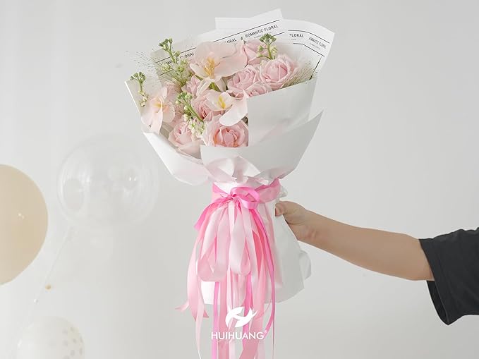 HUIHUANG Pink Satin Ribbon 1/2 inch x 4 Rolls White/Light Pink/Pink/Hot Pink Ribbon for Gift Wrapping DIY Crafts Hair Bows Flower Bouquets Wedding Bridal Shower Decor- Total 40 Yards