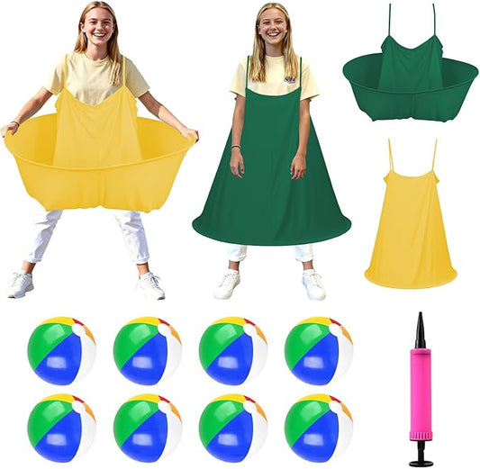 Granny Pants Outdoor Game, Granny Pants Yard Game for Adults with Bouncy Balls and 1 Air Pump (Random Colors), Granny Pants Game Granny Skirt Outdoor Game for Family Reunion Team Game Party