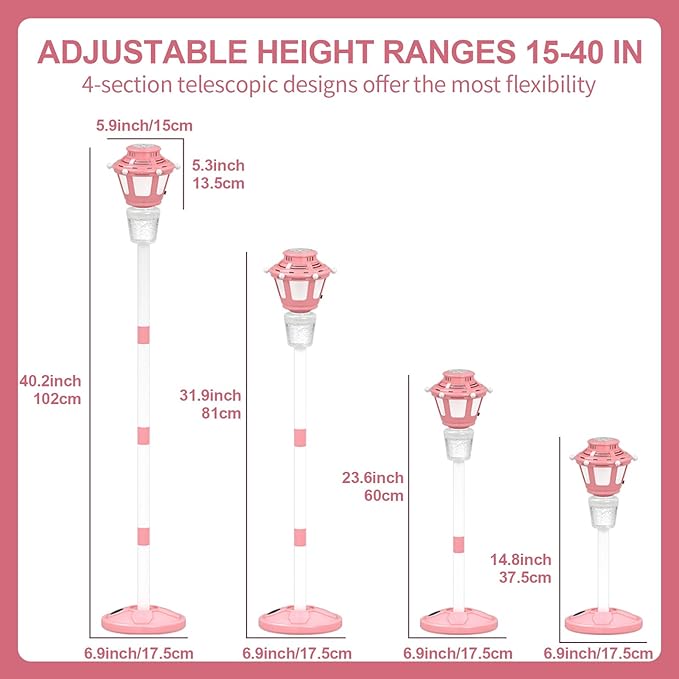 2 Pack Bubble Machine for Kids, Automatic Bubble Blower with Light & Rechargeable Battery, 40 Inch Adjustable Height Outdoor Toys for Party, Toddlers, Sibling Gifts (Includes 6 Solution), Pink