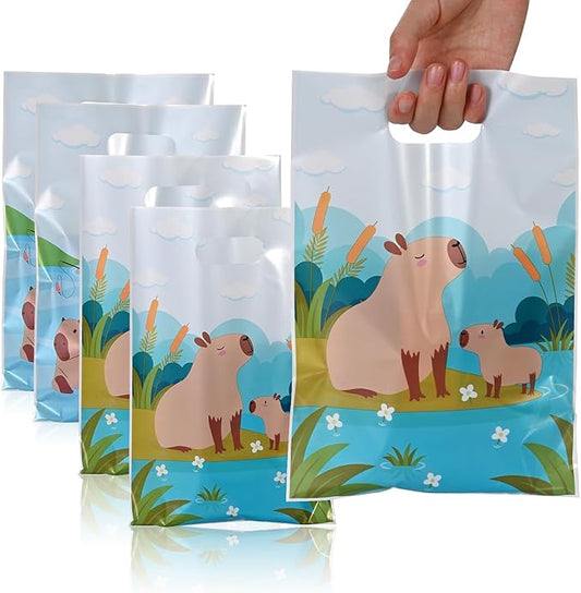 HappFestiv 50 Pcs Capybara Party Favor Bags, Cute Animal Plastic Goodie Bags for Candy&Small Gifts, Capybara Party Decorations and Supplies Treat Bags, Gift Bags for Birthday Party Baby Shower