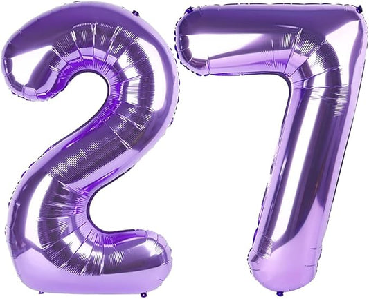 Balloon Number Purple 27, Large Happy 27 Birthday Decoration for Men & Women 2 7 27 72, Foil Number Balloons for Wedding Graduation Celebration Anniversary Supplies