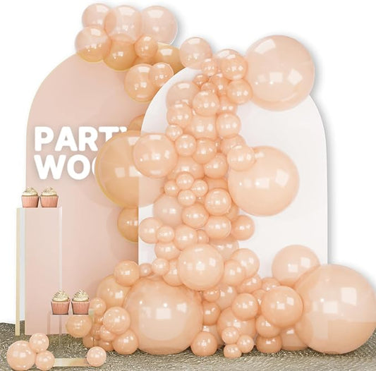PartyWoo Pearl Peach Balloons 140pcs Different Sizes of 18 12 10 5 Inch Pastel Light Pale Orange Latex Helium Balloon Arch Kit Garland for Bridal Baby Shower Birthday Party Decorations Orange-Z27