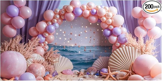 Kate 20x10ft Happy Birthday Party Backdrops for Photography Colorful Balloons Background Hawaii Sand Starfish Shell Backgrounds Bridal Baby Shower Portrait Studio Backdrop