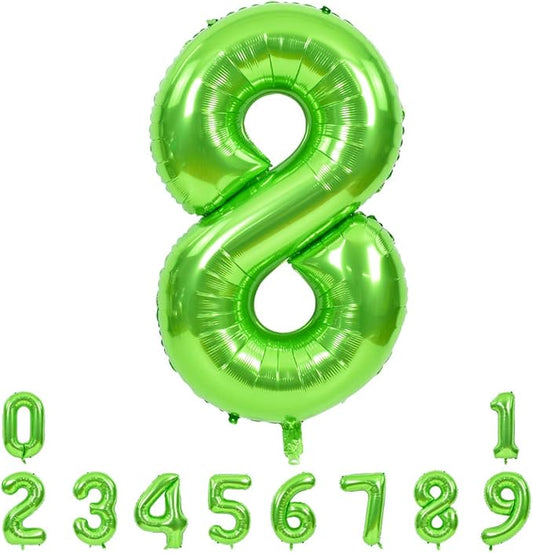 TONIFUL 40 Inch Large Green Numbers Balloons 0-9, Number 8 Digital 8 Helium Foil Mylar Big Number Balloons for 2026 Graduation New Year Eve Birthday Party Anniversary Supplies Decorations
