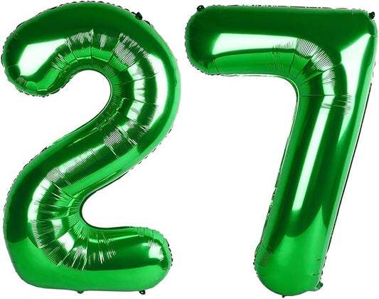 Dark Green Number 27 Balloon, Large Happy 27 Birthday Decoration for Men & Women 2 7 27 72, Foil Number Balloons for Wedding Graduation Celebration Anniversary Supplies