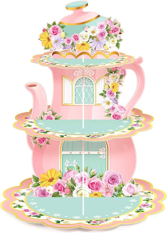 Zopeal 3 Tier Bee Cupcake Stand Party Decorations Sunflower Cupcake Holder Yellow Summer Cake Stand Bee Day Themed Dessert Stand for Kids Baby Shower Birthday Gender Reveal Party Supplies(Floral)