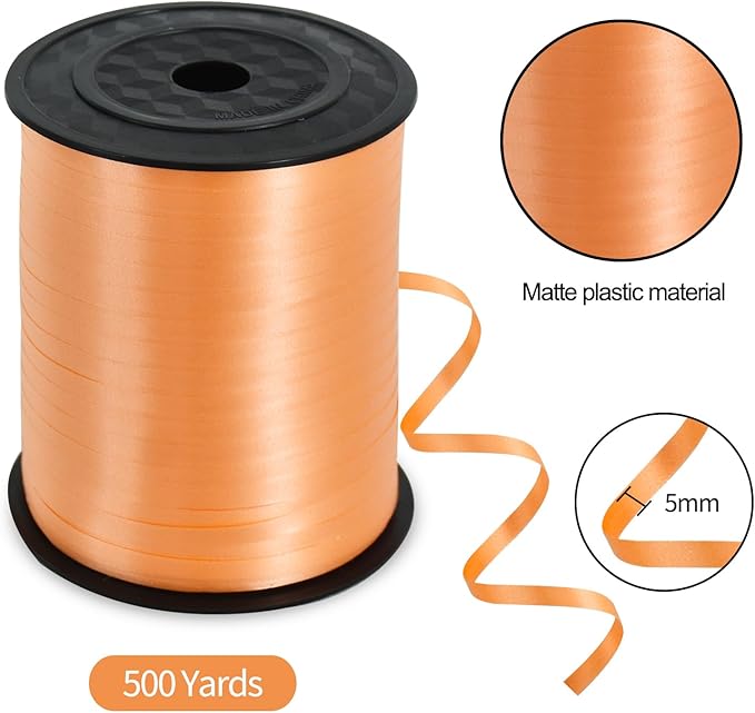 TONIFUL 500 Yards Curling Ribbon-Balloon Ribbon-Balloon String for Art&Craft Decor,Gift Wrapping,Ribbons and Bows for Christmas New Year Halloween Birthday Gifts Graduation Supplies (Orange)