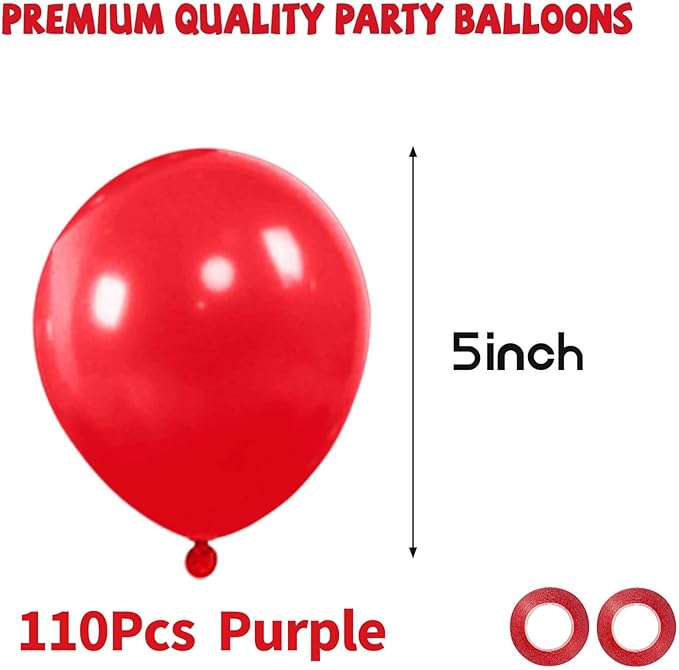 Red Balloons 110Pcs 5 Inch Small Latex Party Balloons, Mini Thick Birthday Balloons for Wedding Baby Shower Decorations.