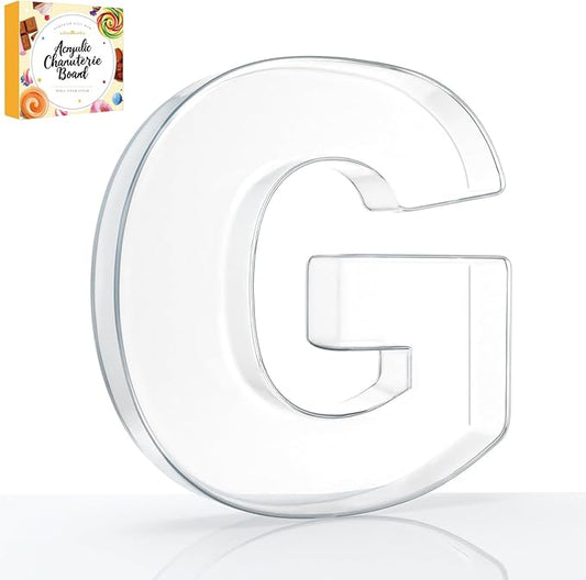10" Acrylic Charcuterie Letters Fillable Tray, Reusable Alphabet Number Shaped Serving Plates for Charcuterie Board, Display Fruit, Candy, Cake, Party Decor, Birthday, Anniversary（G）