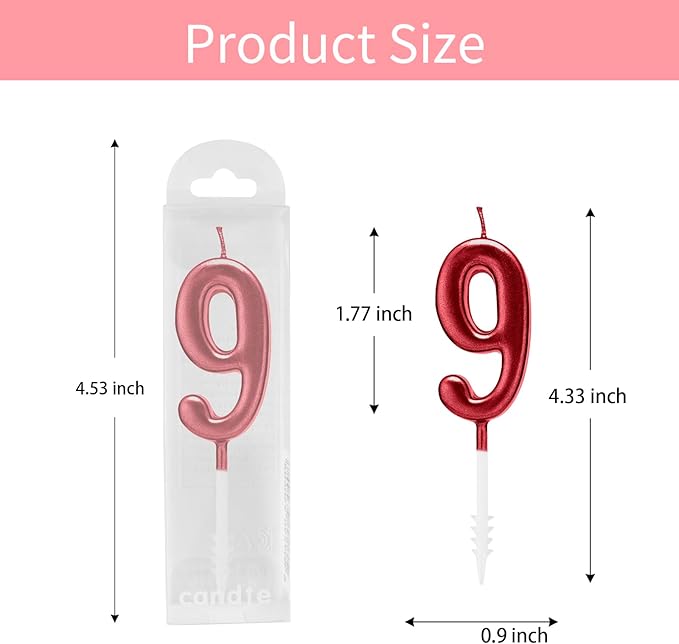Beanlieve Red Numeral Birthday Candles - Cake Numeric Candles Number 0 1 2 3 4 5 6 7 8 9,Used for Cake Decoration on Birthday Parties and Wedding Anniversary Celebrations(10 Pieces)