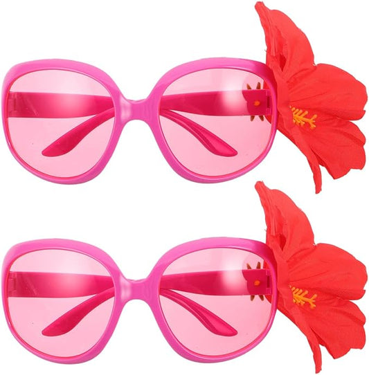 BESTOYARD 2 Pcs Flamingo Sunglasses, Coconut Tree Eyeglasses, Hawaiian Eyewear Props, Summer Photo Booth Accessories