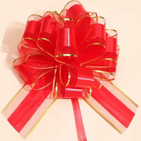 6PCS Pull Bows for Gift Wrapping,Red Pull Bows,for Gift Basket,Gift Bag Box Packaging Decoration, Christmas,Valentine's Day,Birthday,Anniversary,Wedding,Flower Shop Packaging (red)