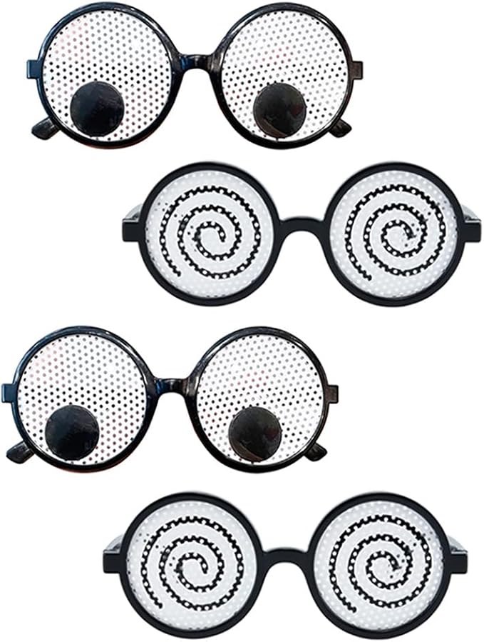 4pcs Googly Eyes Glasses, Cosplay Party Glasses, Funny Glasses with Vertigo Effect Party, Shaking Costume Eyes Glass