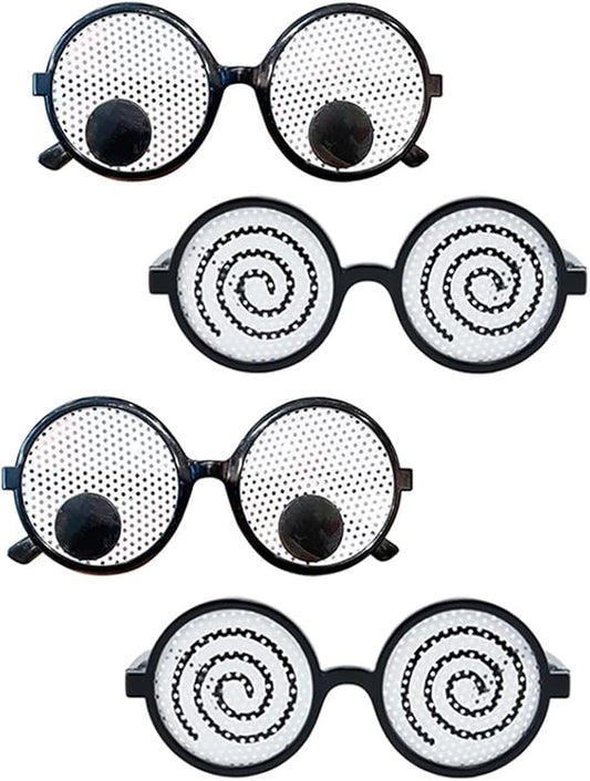 4pcs Googly Eyes Glasses, Cosplay Party Glasses, Funny Glasses with Vertigo Effect Party, Shaking Costume Eyes Glass