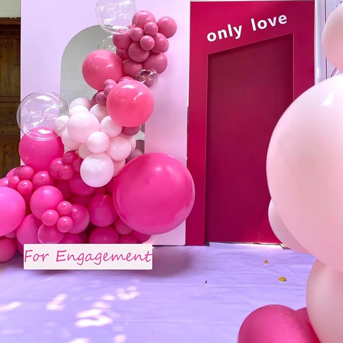 MEBAY Pink Balloon Garland Arch Kit, 155 Pcs Different Shades of Pink Balloons for Girls Women Princess Birthday Bridal Baby Shower Wedding Party Decorations