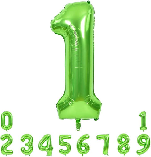 TONIFUL 40 Inch Large Green Numbers Balloons 0-9, Number 1 Digital 1 Helium Foil Mylar Big Number Balloons for 2026 Graduation New Year Eve Birthday Party Anniversary Supplies Decorations