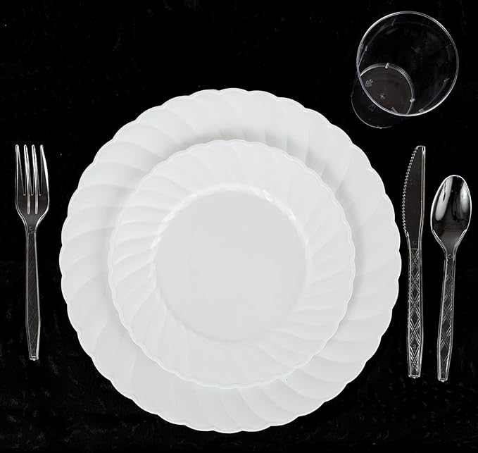 PARTY BARGAINS Argyle Settings Clear Plastic Cutlery Set 720‑Piece – 360 Forks, 240 Spoons, 120 Knives – Heavy‑Duty Disposable Utensils for Parties, Weddings, Buffets, BBQs & Catering – BPA Free