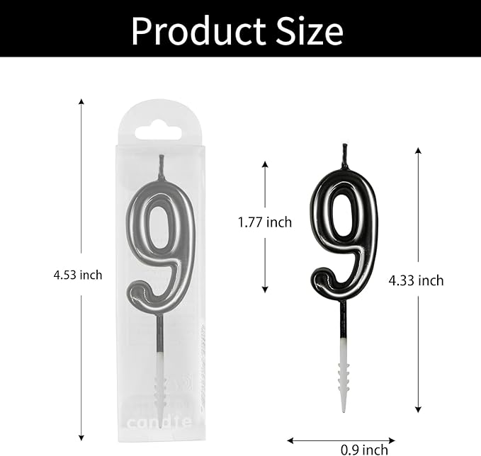 Beanlieve Black Numeral Birthday Candles - Cake Numeric Candles Number 0 1 2 3 4 5 6 7 8 9,Used for Cake Decoration on Birthday Parties and Wedding Anniversary Celebrations(10 Pieces)