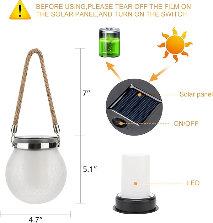 Solar Lanterns Outdoor Waterproof Hanging - Solar Lantern Garden Decor, Lanterns Lights for Backyard Porch Patio Table Yard Balcony Lawn Pathway