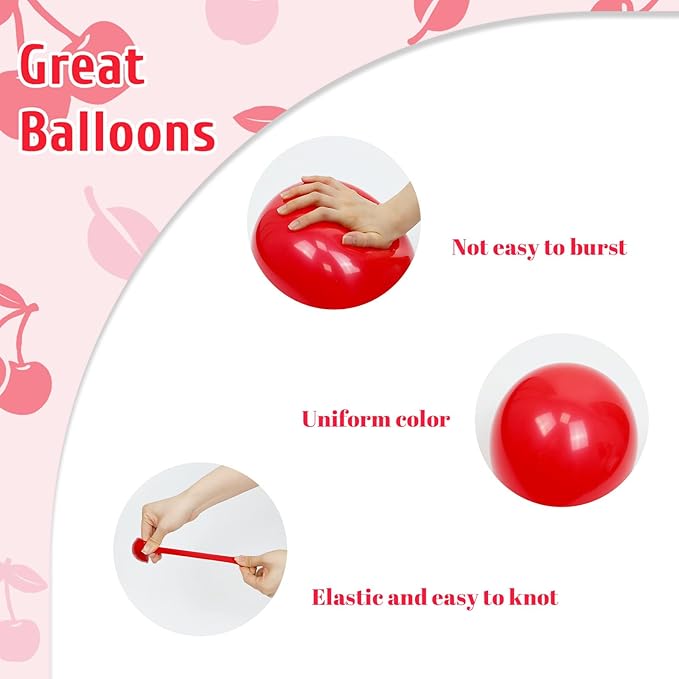 Cherry Balloons, 60pcs 12inch Pink and Red Balloons with White Print Balloon for Baby Shower Birthday Party Decorations