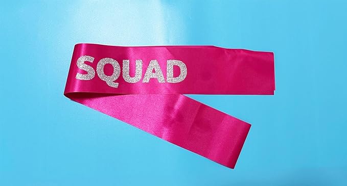 Generic Birthday Squad Sash - 8 Pack Birthday Gift Sashes Set - Funny Party Favors Decorations for Sweet 16, 18th, 21st, 25th, 30th, 40th, 50th or Other Bday - Pink with Silver