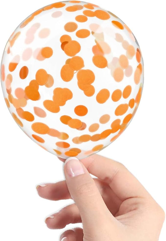 Orange Confetti Balloons, 40 Pcs 5 Inch Clear Balloons with Confetti Inside for Birthday Party Graduation Engagement Cake Topper Decor Bridal Shower Baby Shower Decoration Supplies -Paper Confetti