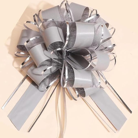 6PCS Large Gray Bows,Phnom Penh Gift Wrap Pull Bows,for Gift Basket,Gift Bag Box Packaging Decoration, Christmas,Valentine's Day,Birthday,Anniversary,Wedding,Flower Shop Packaging (Grey)